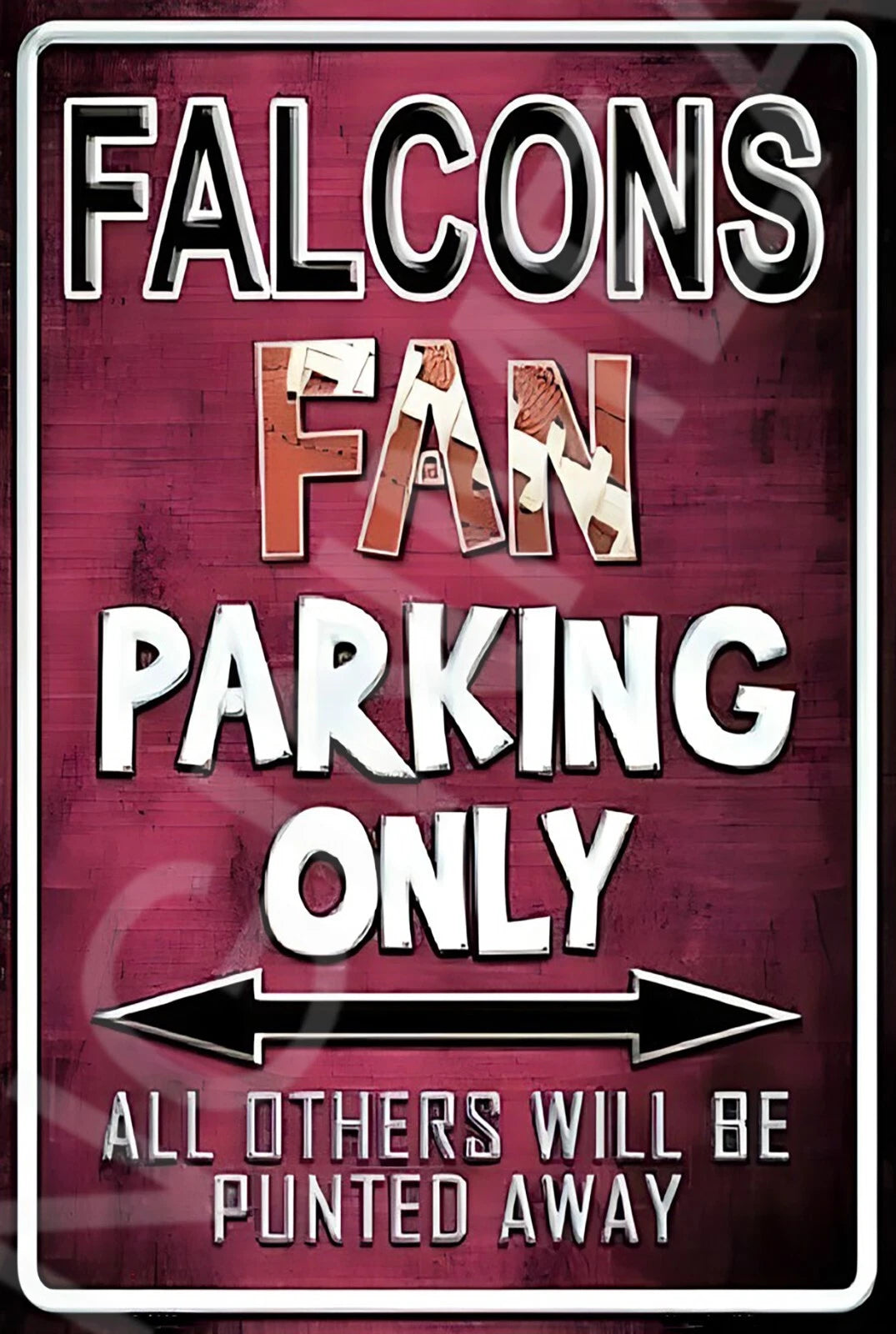 Falcons Parking Funny Fan Gift Aluminum Sign — product artwork