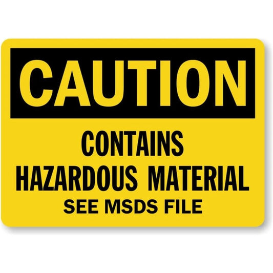 Contains Hazardous Material Caution Aluminum Sign — product artwork