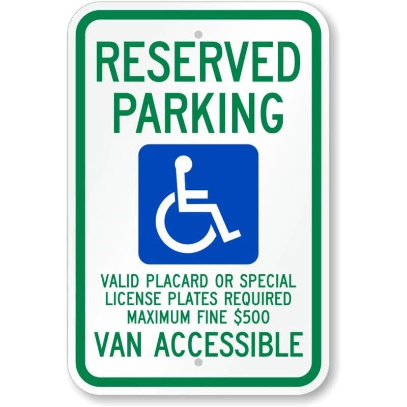 Placard or Special Van Accessible Aluminum Sign — product artwork