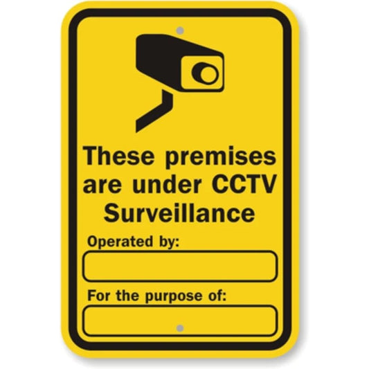 Premises Under Cctv Aluminum Sign — product artwork