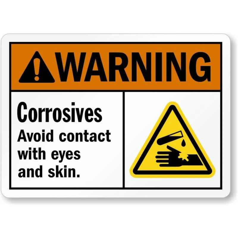 Corrosives Avoid Contact Warning Aluminum Sign — product artwork