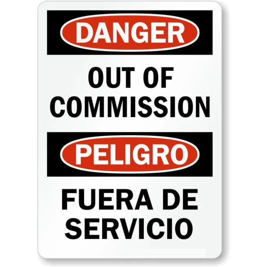 Bilingual Out of Commission Aluminum Sign — product artwork