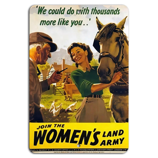 Women's Land Army Vintage Patriotic Decorative Aluminum Sign — product artwork