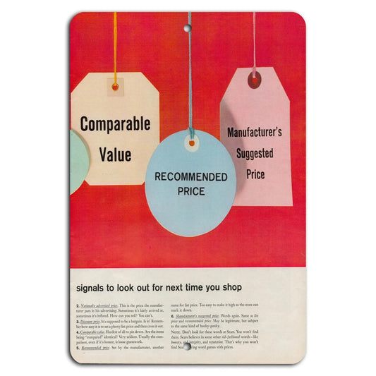 Vintage Price Tags Handmade Retro Decorative Aluminum Sign — product artwork