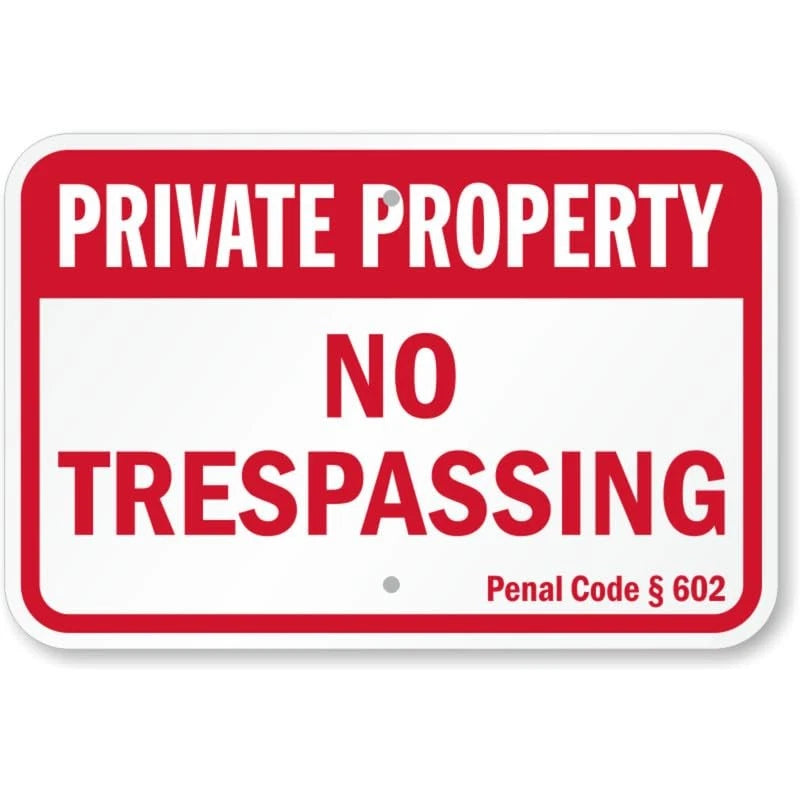 California Private Property Aluminum Sign — product artwork