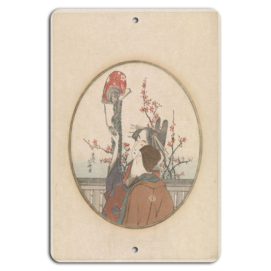 Japanese Vertical Cherry Blossoms Art Aluminum Sign — product artwork