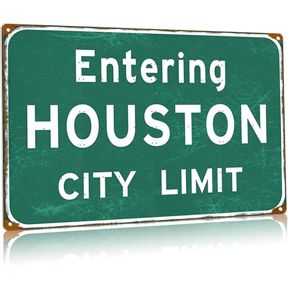 Houston City Vintage Directional Funny Aluminum Sign — product artwork