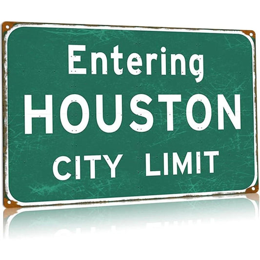 Houston City Vintage Directional Funny Aluminum Sign — product artwork