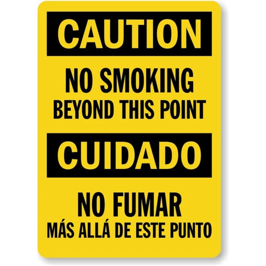 No Smoking Bilingual Caution Safety Aluminum Sign — product artwork