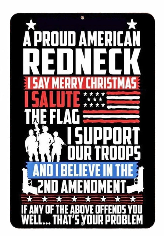 I Salute the Flag Support Troops and 2nd Amendment Aluminum Sign — product artwork
