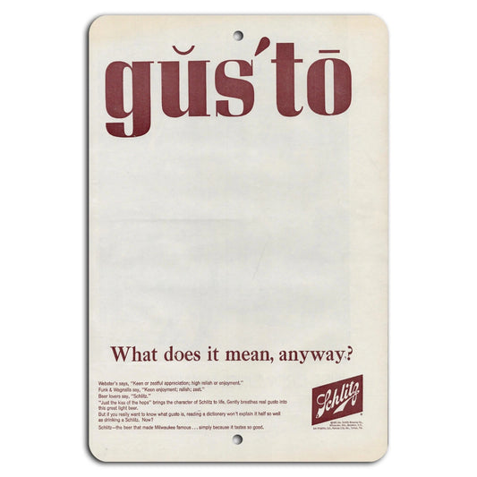 Schlitz Beer Vintage Retro Bar Aluminum Sign — product artwork