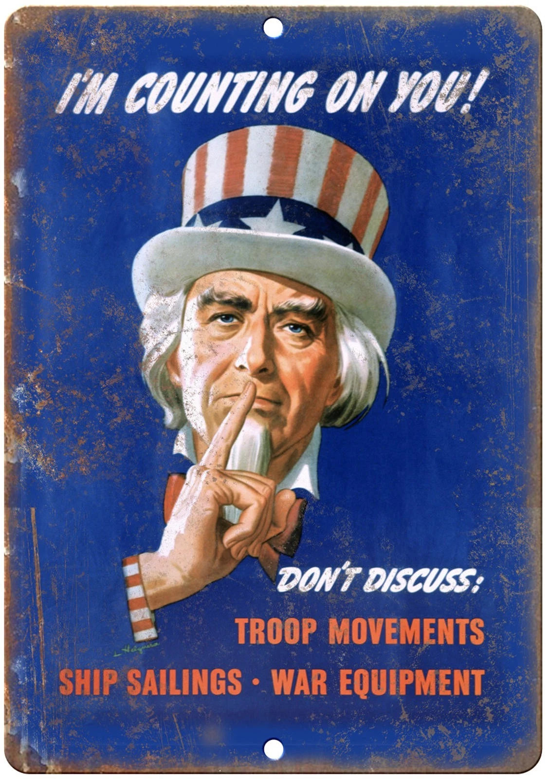 Uncle Sam I'm Counting on You Propaganda Aluminum Sign — product artwork
