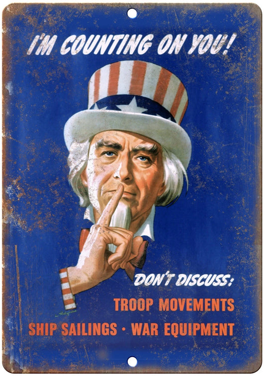 Uncle Sam I'm Counting on You Propaganda Aluminum Sign — product artwork