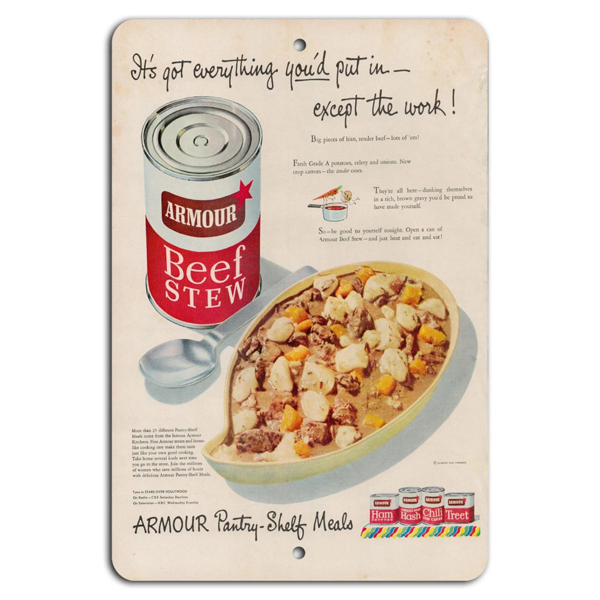 Armour Beef Stew Vintage Retro Kitchen Aluminum Sign — product artwork