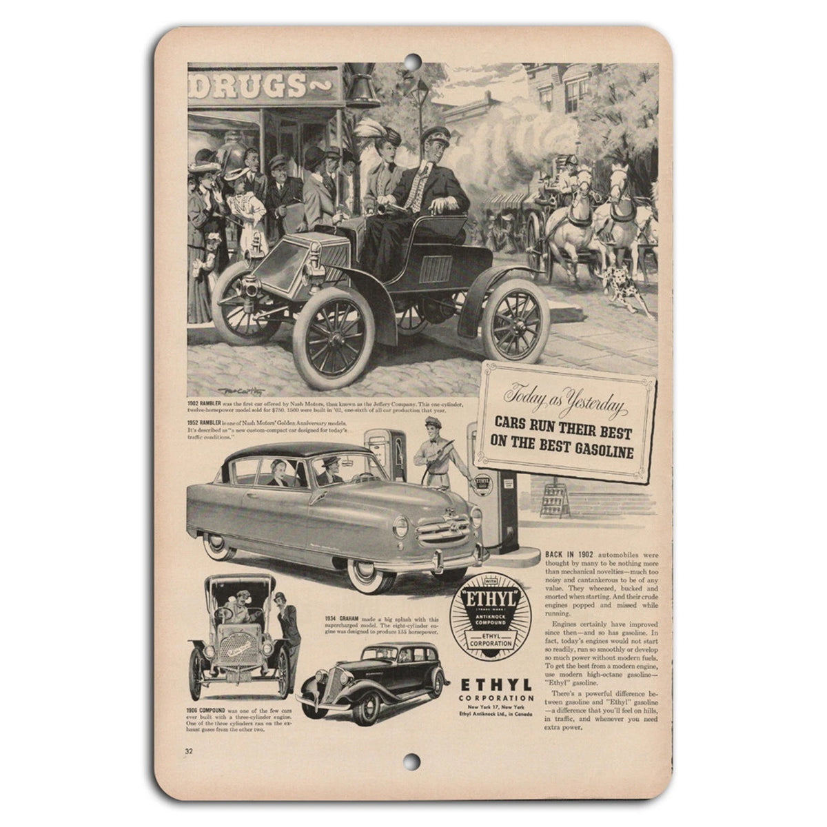 Vintage Auto Garage Retro Style Aluminum Sign — product artwork