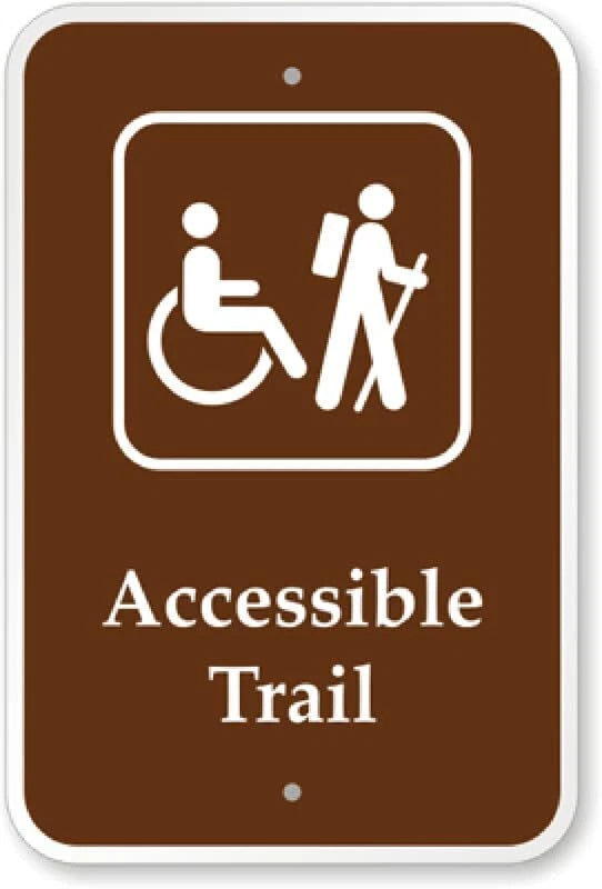Accessible Trail Wheelchair and Hiker Left Aluminum Sign — product artwork