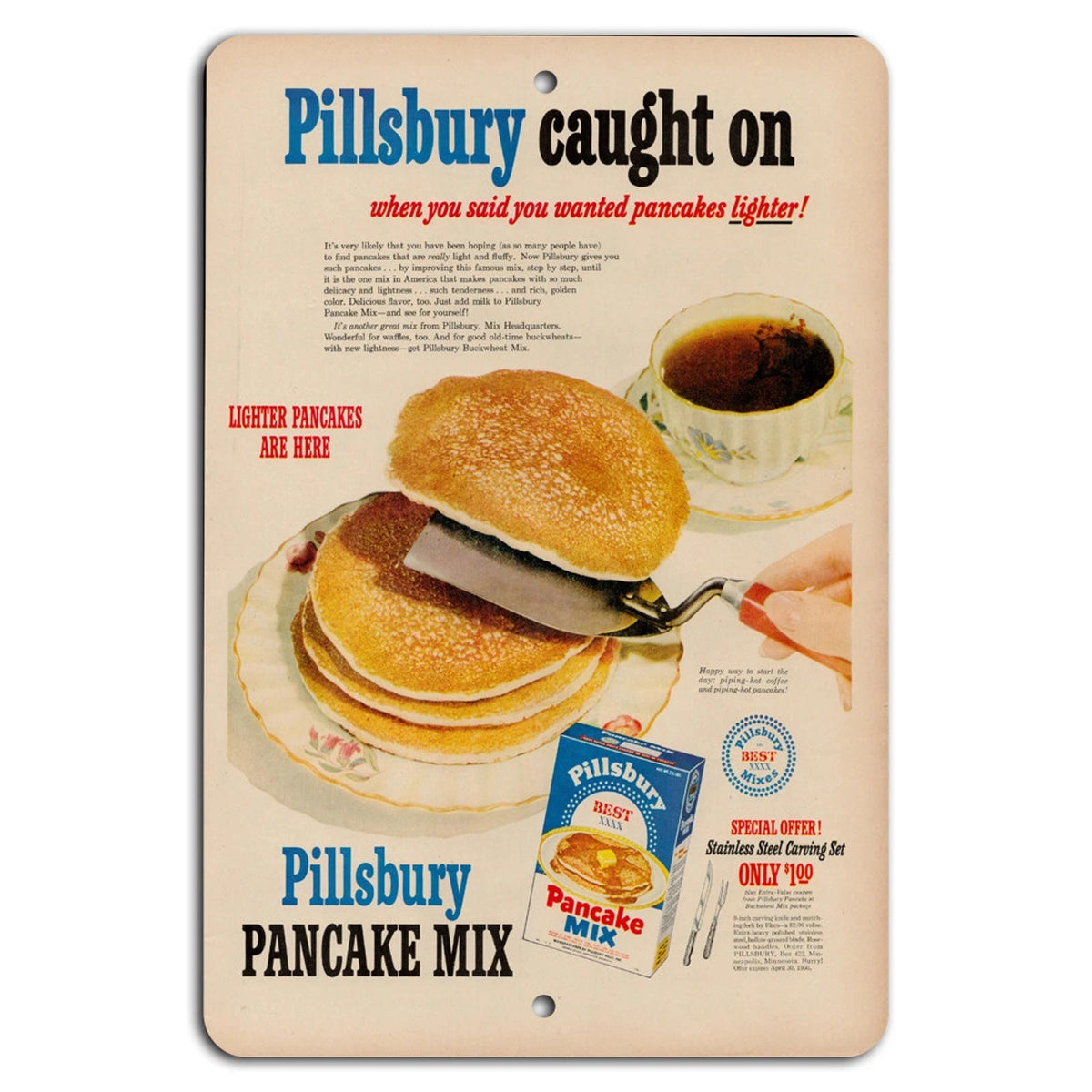 Vintage Pancake Mix Pillsbury Retro Aluminum Sign — product artwork