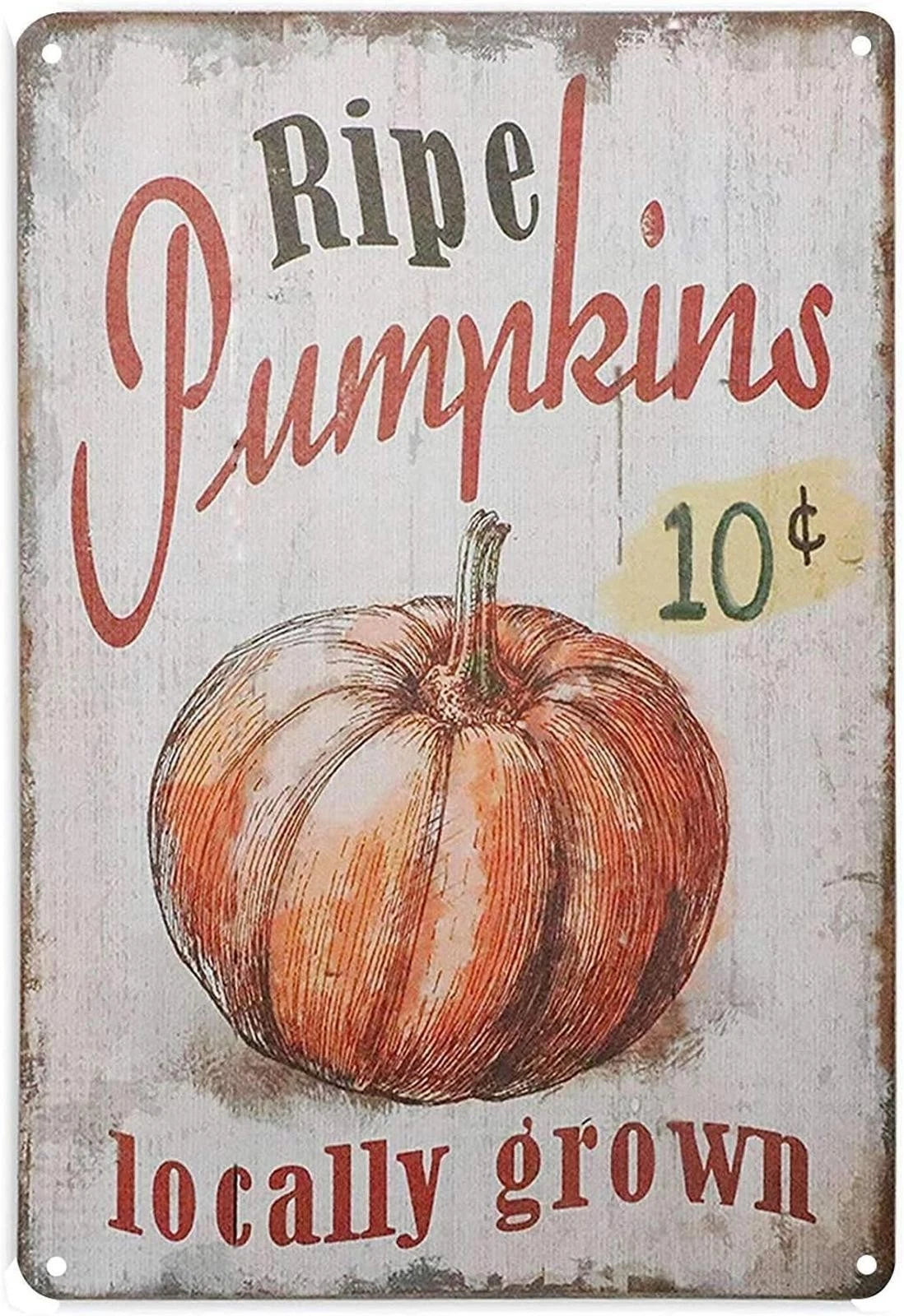 Ripe Pumpkins 10 Cents Locally Grown Aluminum Sign — product artwork