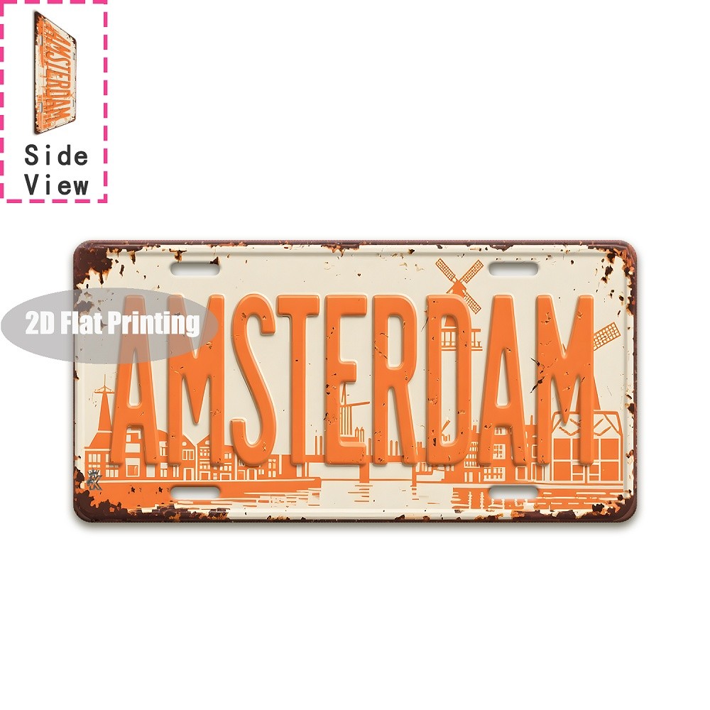 Amsterdam Retro City Bar Garage Cafe Decorative Aluminum Plate — product artwork