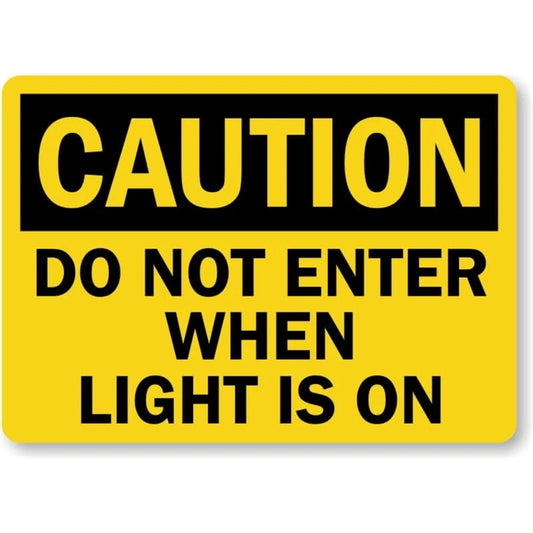 Light on No Entry Caution Aluminum Sign — product artwork