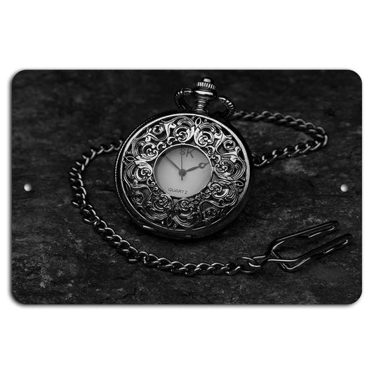 Vintage Pocket Watch Handmade Aluminum Sign — product artwork