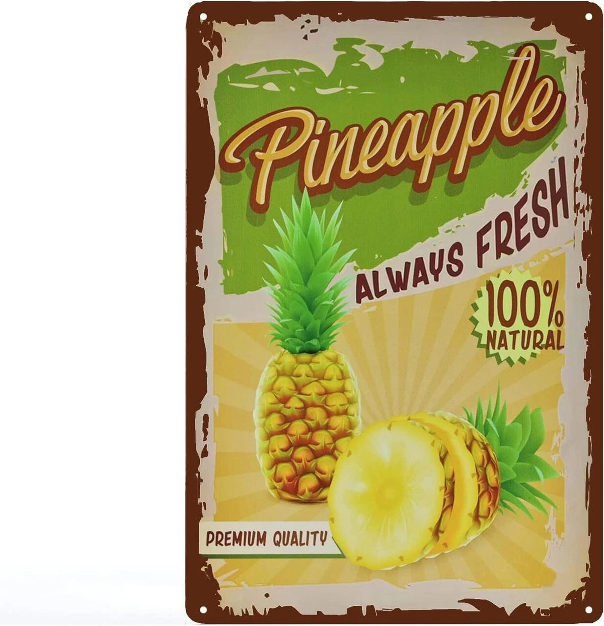 Pineapple Vintage Retro Fruit Funny Wall Art Aluminum Sign — product artwork