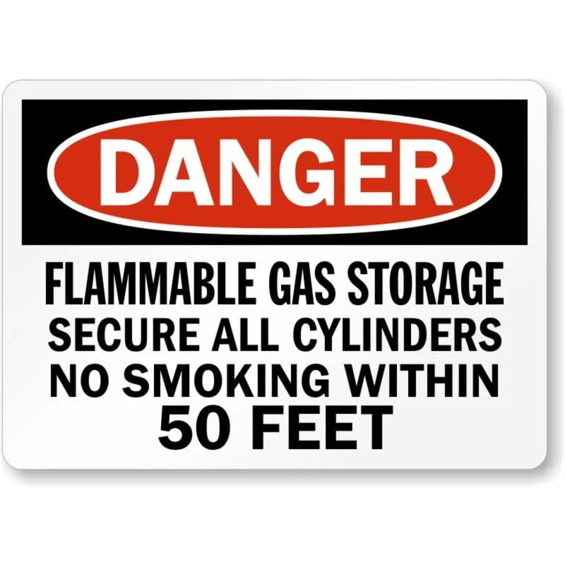 Danger Flammable Gas Storage No Smoking Within 50 Feet Aluminum Sign — product artwork