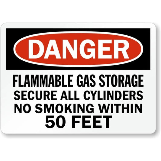 Danger Flammable Gas Storage No Smoking Within 50 Feet Aluminum Sign — product artwork