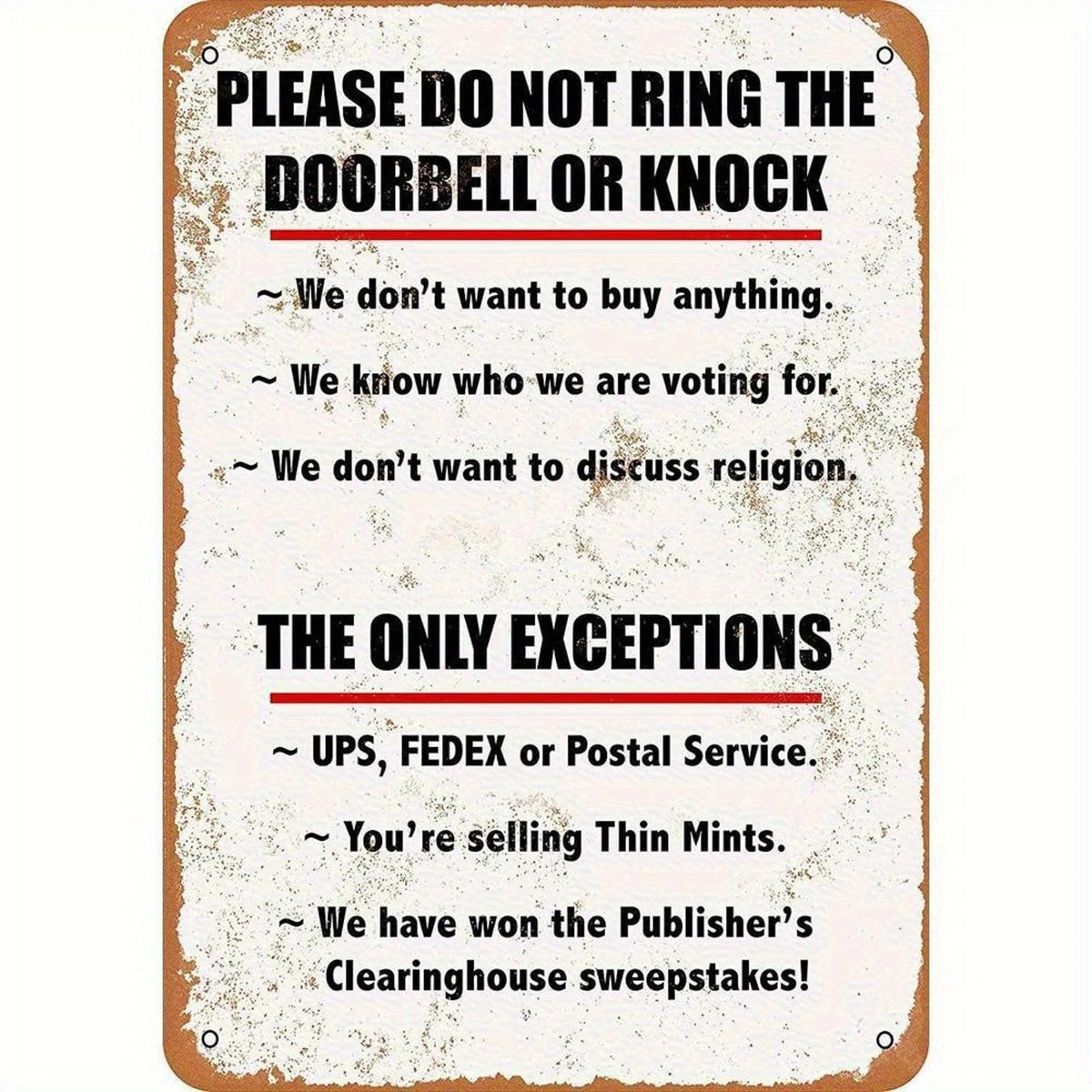 Funny Doorbell Retro Handmade Aluminum Sign — product artwork