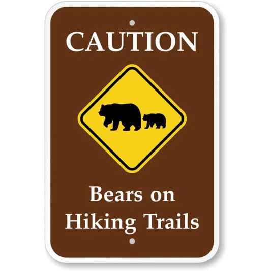 Caution Bears on Hiking Trails Campground Aluminum Sign — product artwork