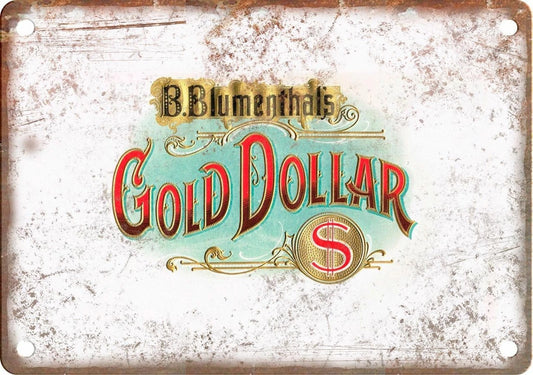 Cigar Box Gold Dollar Vintage Style Aluminum Sign — product artwork
