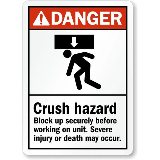 Danger Crush Hazard Safety Warning Aluminum Sign — product artwork
