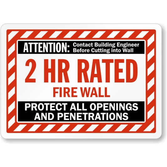 Attention Fire Wall Aluminum Sign — product artwork