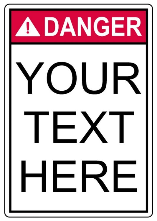 Custom Danger Portrait Black Border Aluminum Sign — product artwork
