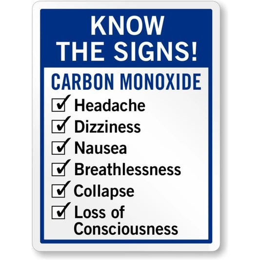 Know the Signs of Carbon Monoxide Aluminum Sign — product artwork