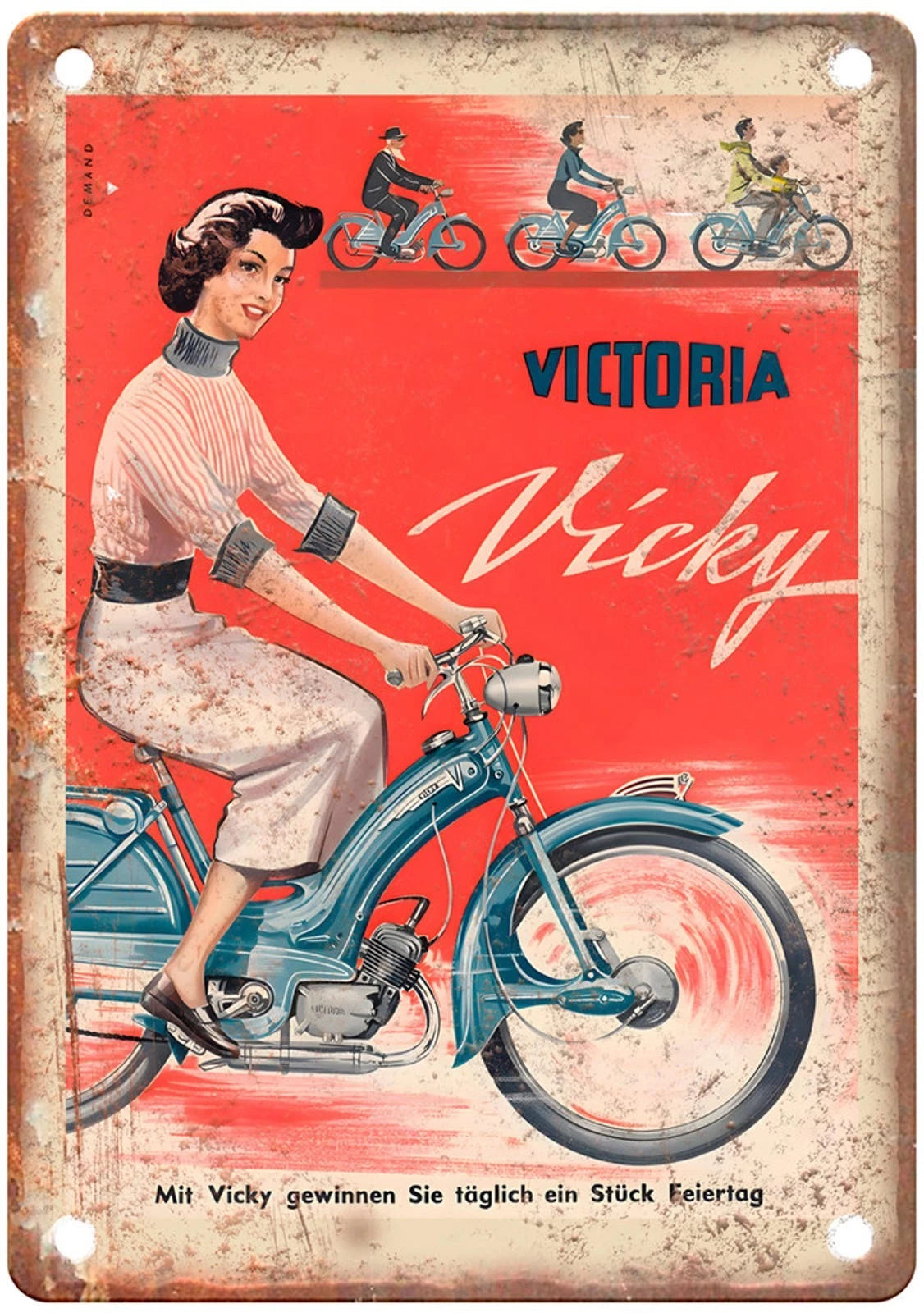Vintage Motorcycle 1955 Victoria Retro Aluminum Sign — product artwork