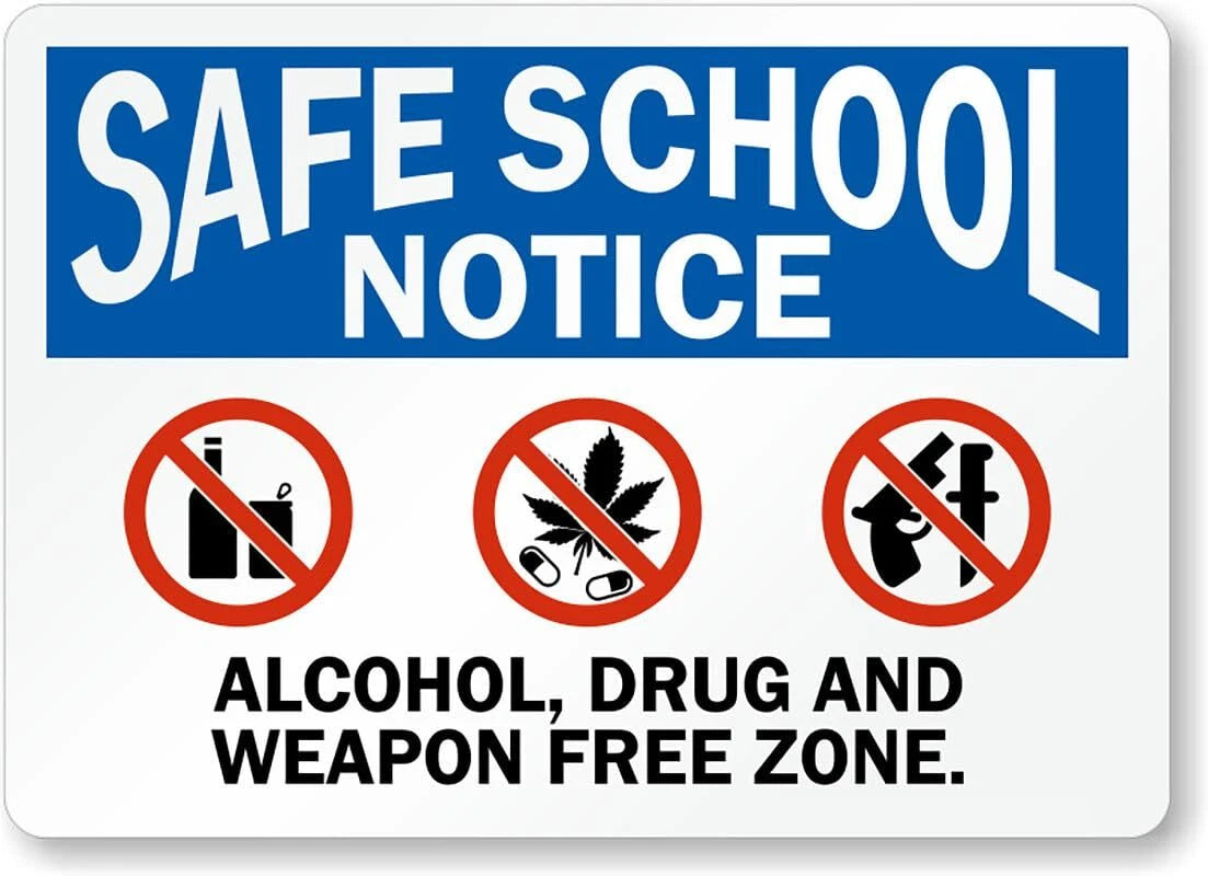 Alcohol Drug Weapon Free Aluminum Sign — product artwork