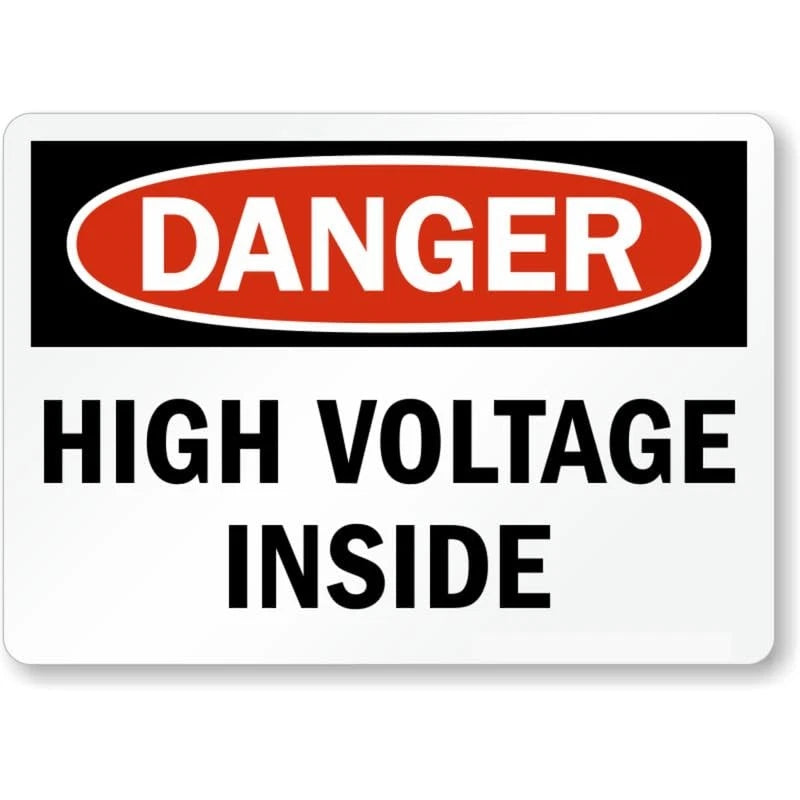 Danger High Voltage Inside Aluminum Sign — product artwork