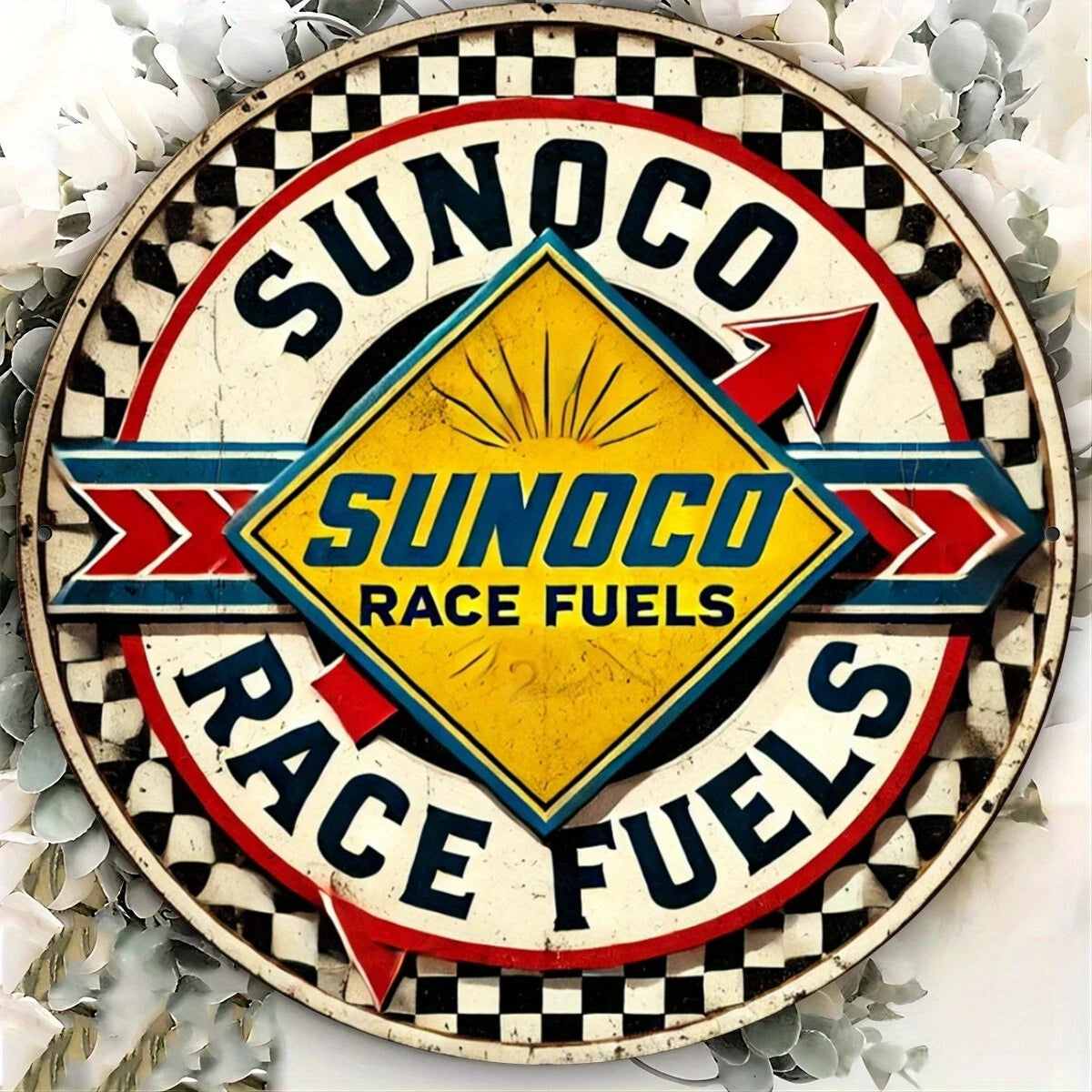 Sunoco Racing Fuels Funny Round Aluminum Sign — product artwork