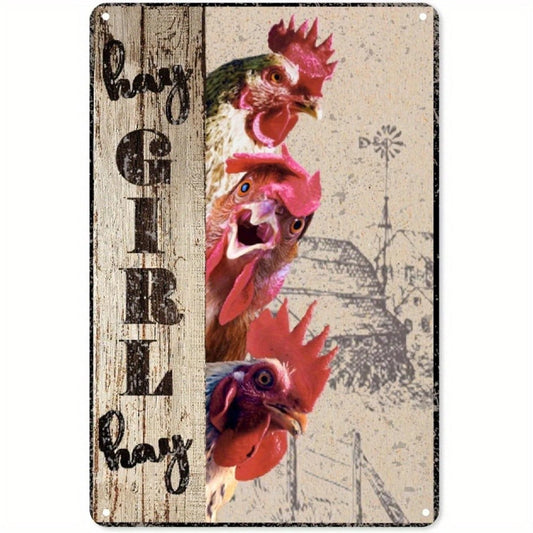 Rustic Henny Girl Hen Funny Farmhouse Aluminum Sign — product artwork