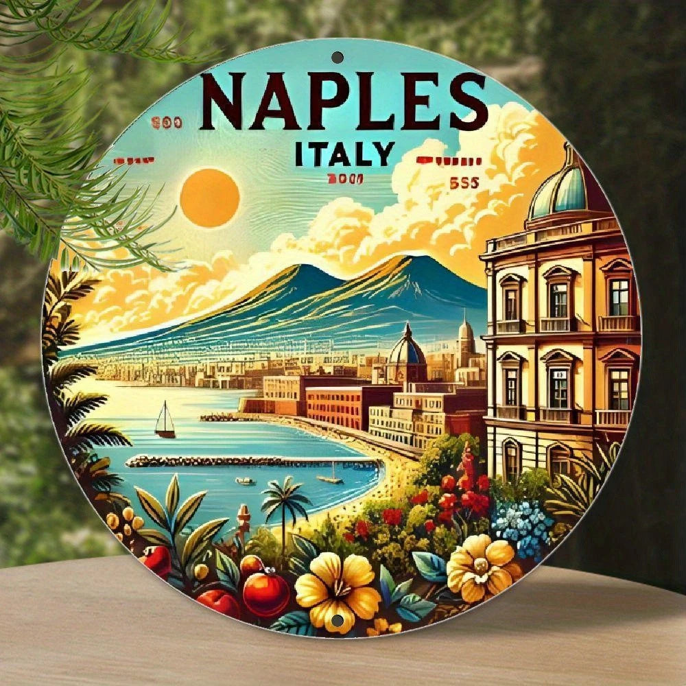 Italy Naples Vintage Retro Funny Kitchen Round Aluminum Sign — product artwork