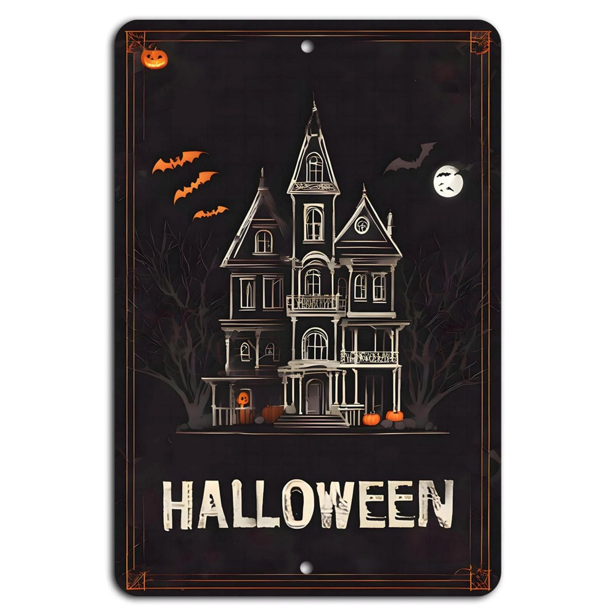 Gothic Haunted Mansion Halloween Aluminum Sign — product artwork