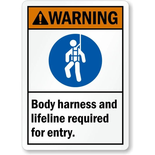 Body Harness Lifeline Required Safety Aluminum Sign — product artwork