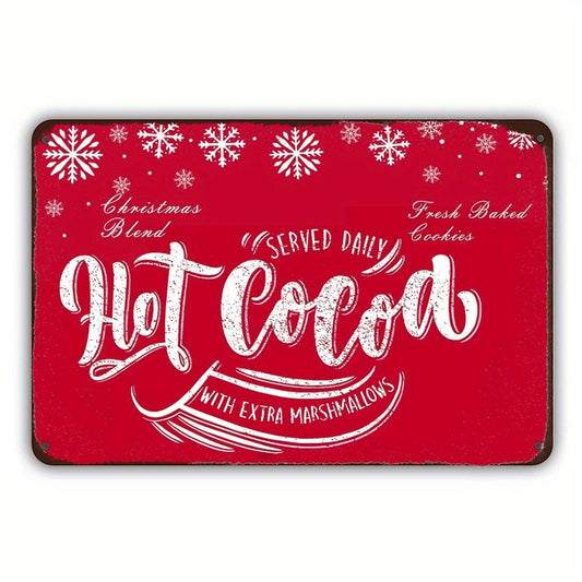 Christmas Hot Cocoa Retro Funny Aluminum Sign — product artwork
