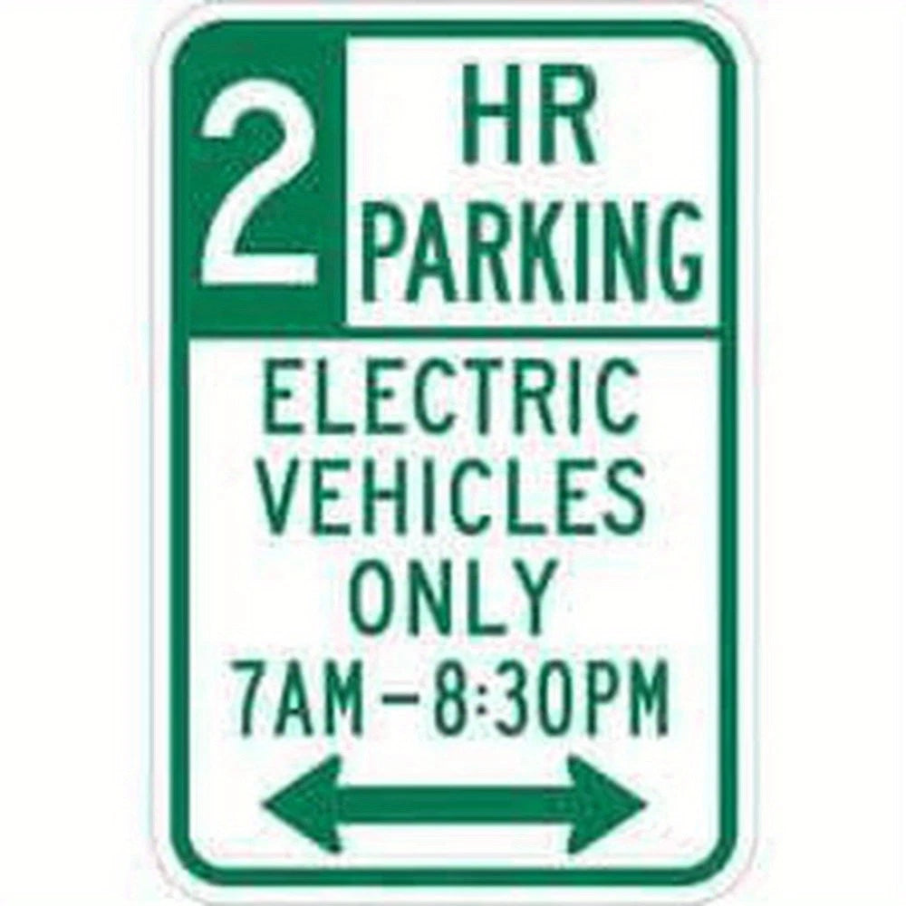 Electric Vehicle Parking 2 Hour Parking Aluminum Sign — product artwork