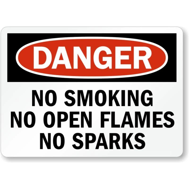 Danger No Smoking No Open Flames or Sparks Sign — product artwork
