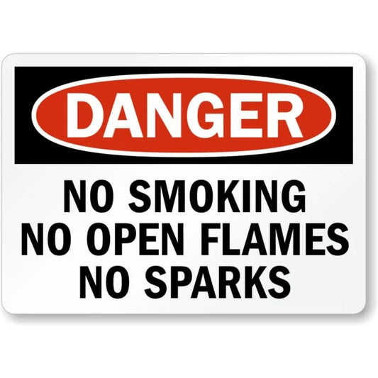 Danger No Smoking No Open Flames or Sparks Sign — product artwork