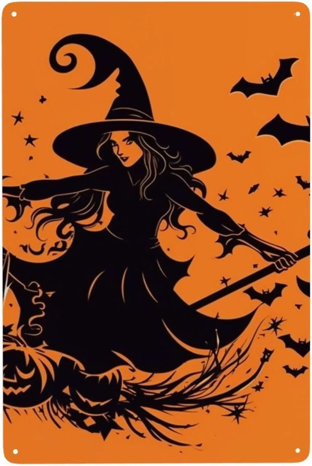 Halloween Witch Vintage Funny Wall Art Aluminum Sign — product artwork