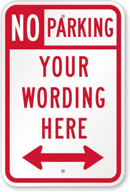 No Parking Business Arrow Aluminum Sign — product artwork