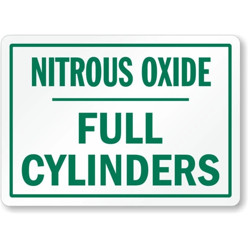 Nitrous Oxide Full Cylinders Aluminum Sign — product artwork